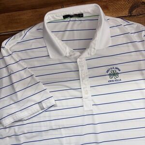RLX Ralph Lauren Golf Polo Shirt Mens 2XL White Striped US Open Erin‎ Hills 2017